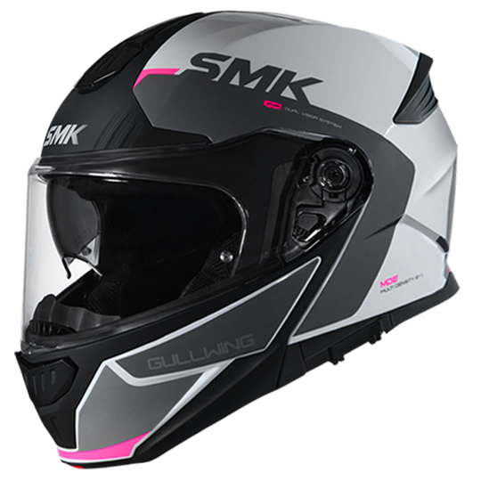 SMK GULLWING KRESTO Modular Helmet (GL169) Gloss White Grey Pink